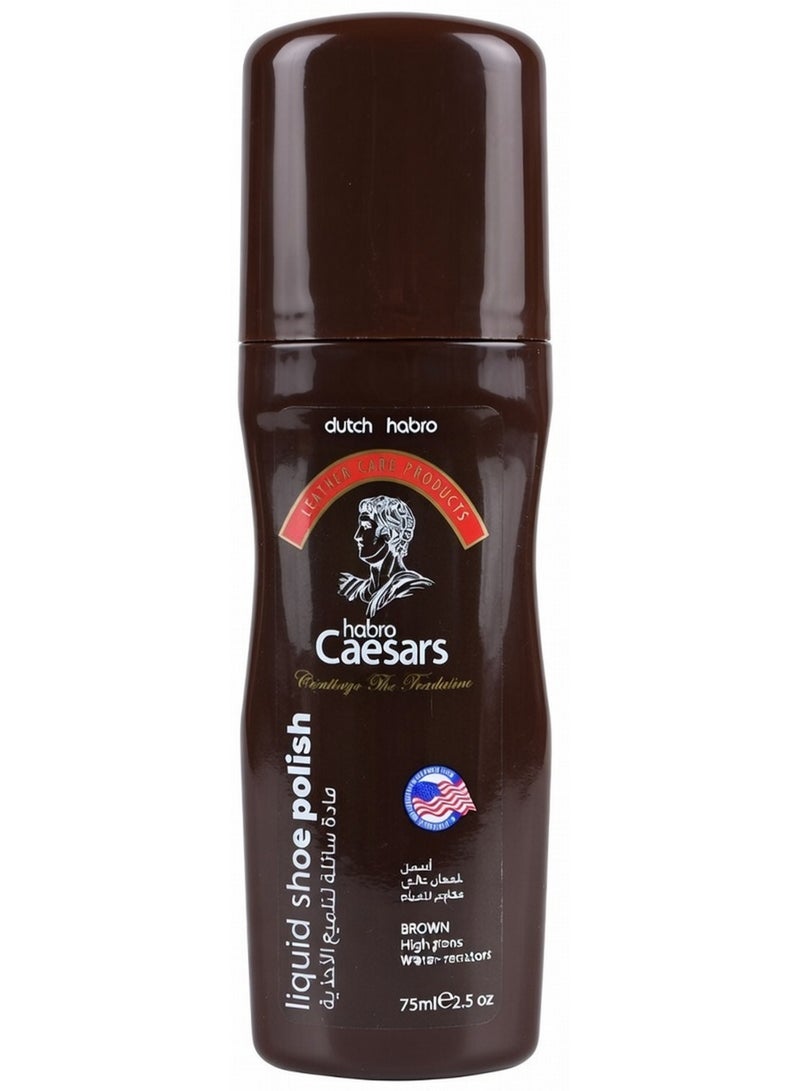 Habro Caesars Liquid Shoe Polish Brown High Gloss Water Resistant 75 ML